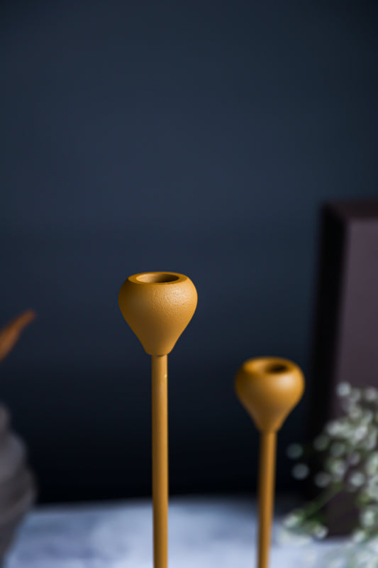 Handcrafted Mustard Candle Pillar Stand (Set of 2)