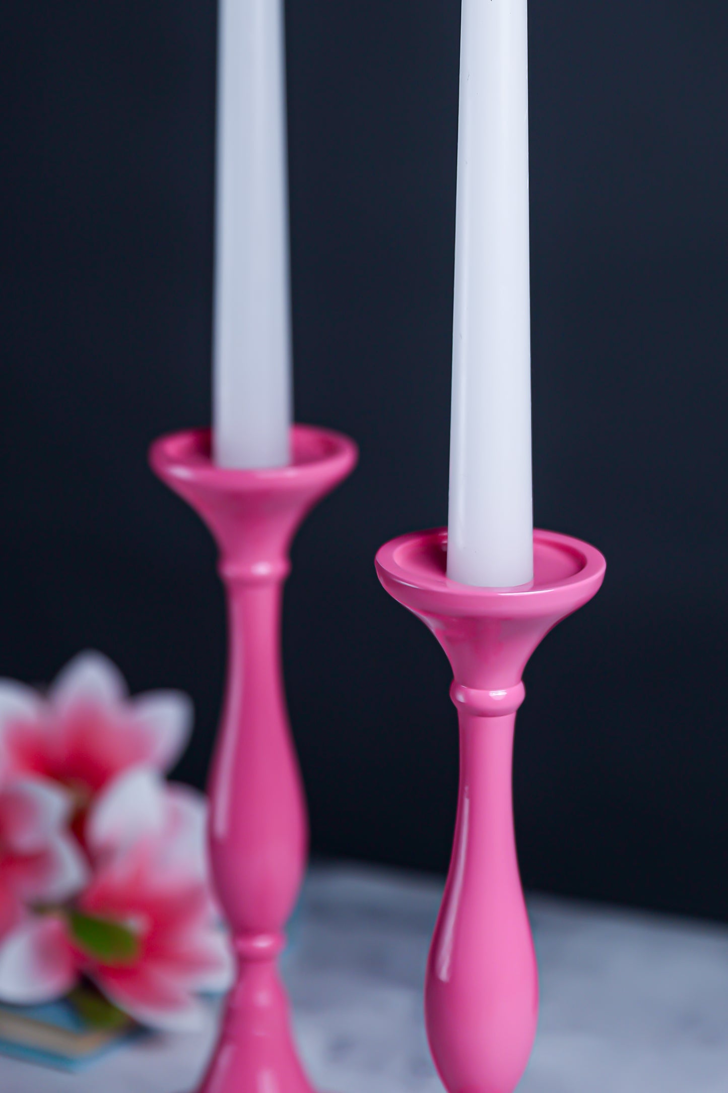 Elegant Pink Metal Candle Stand – Set of 2