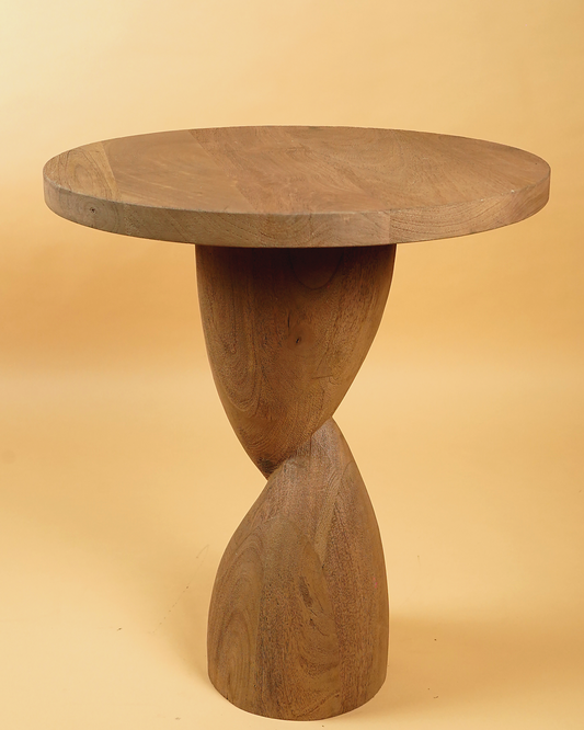 Hourglass Wooden Side Table