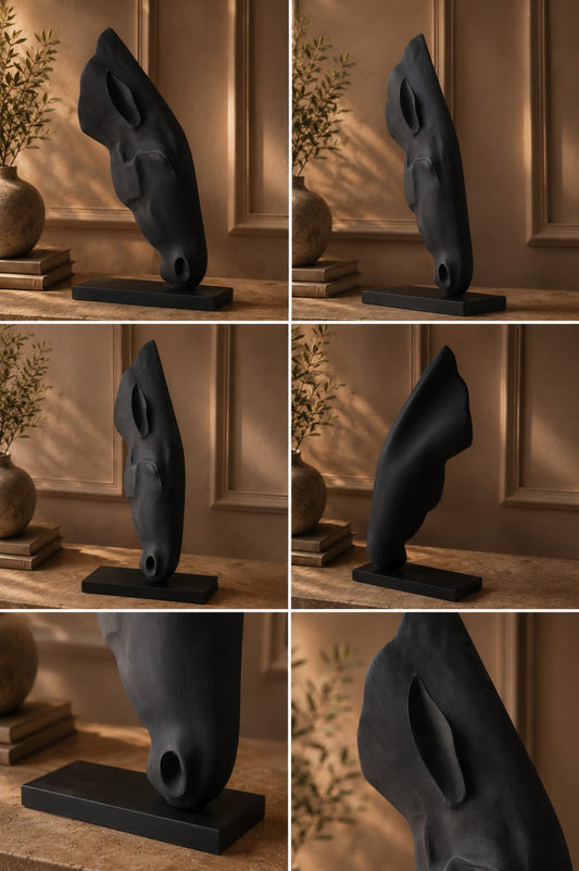 The Stallion Black Horse Sculpture