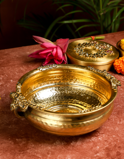 Premium Brass Urli – Embellished Floral Design