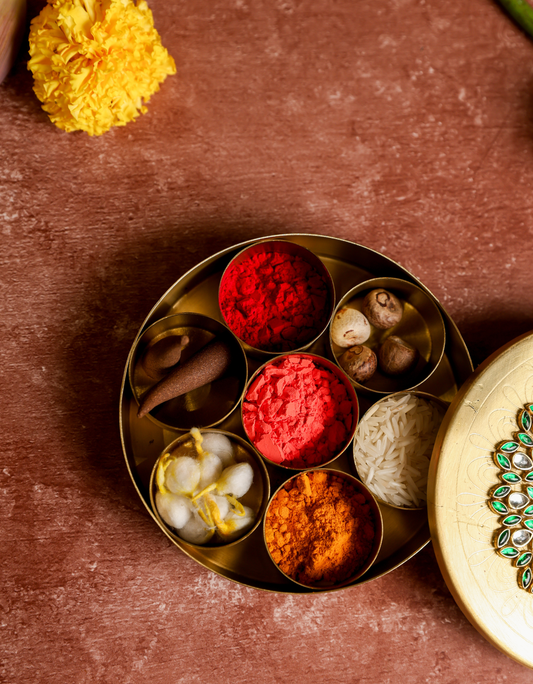 Premium Pooja Box – Embellished Brass Ritual Box