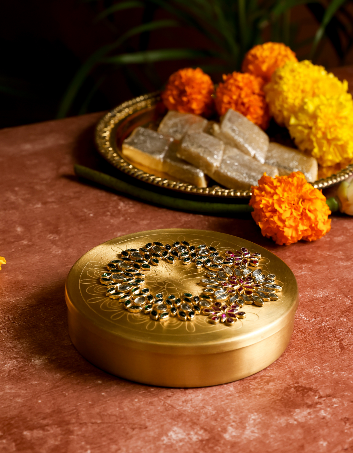 Premium Pooja Box – Embellished Brass Ritual Box