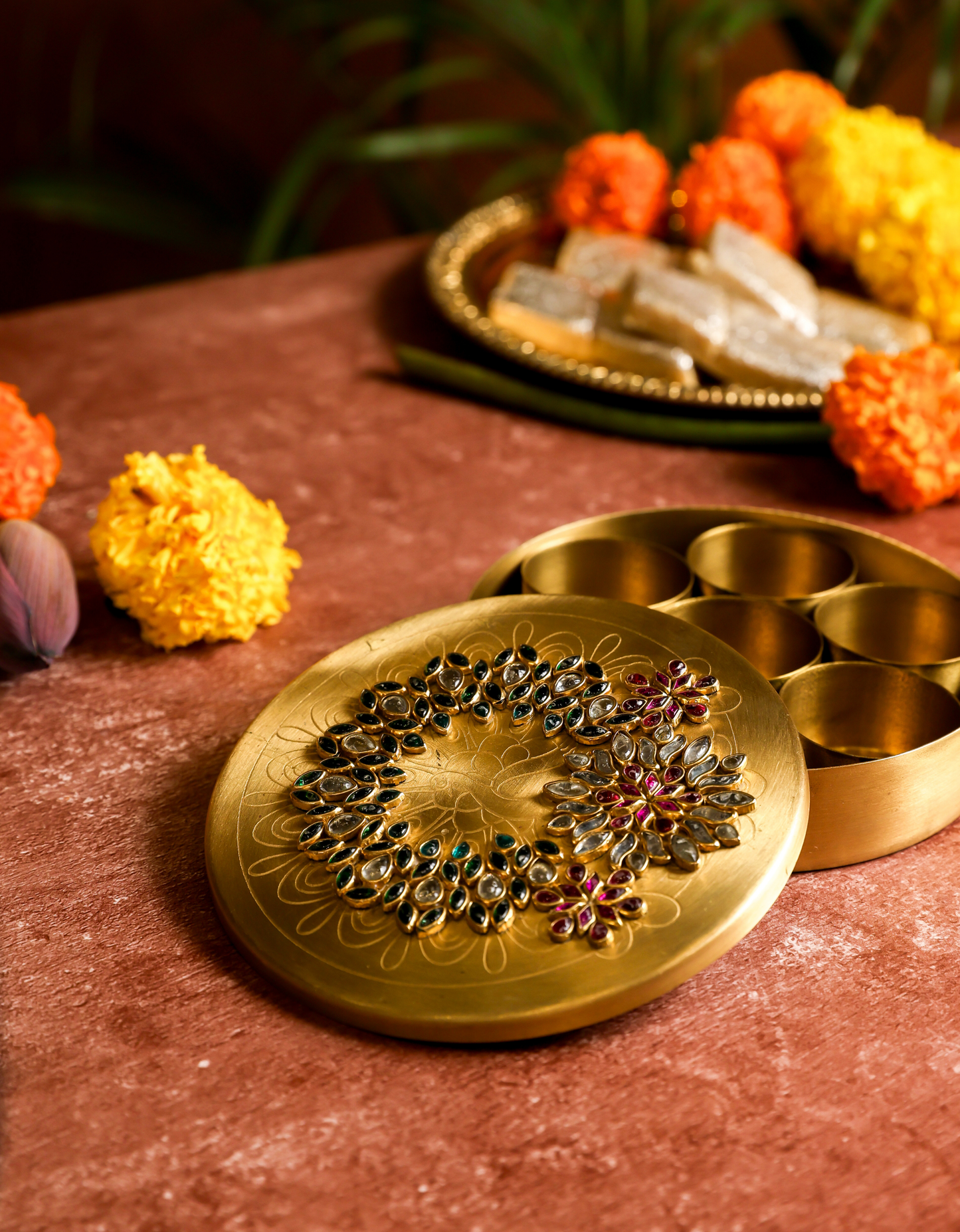 Premium Pooja Box – Embellished Brass Ritual Box