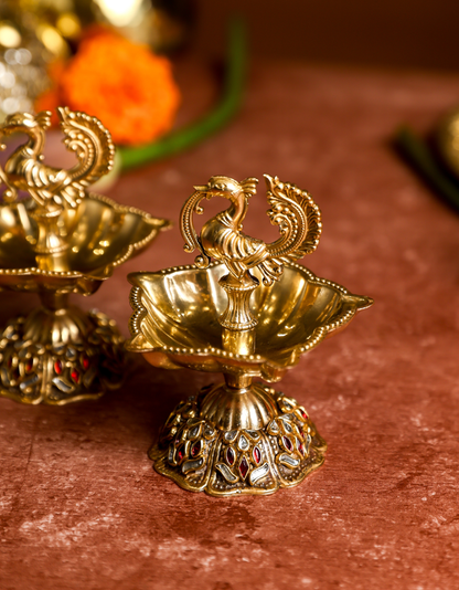 Premium Brass Mor Diya (Peacock Diya)