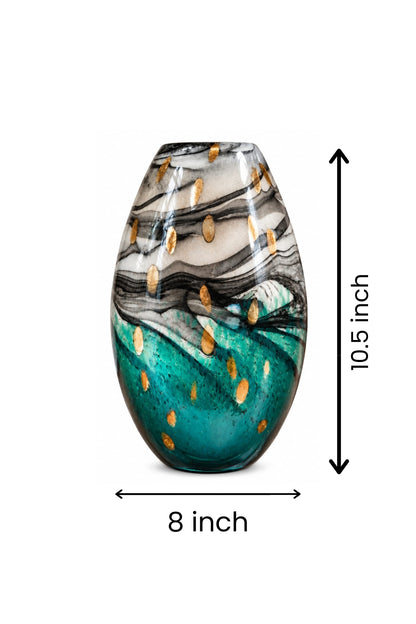 Oceanic Gold Art Glass Vase