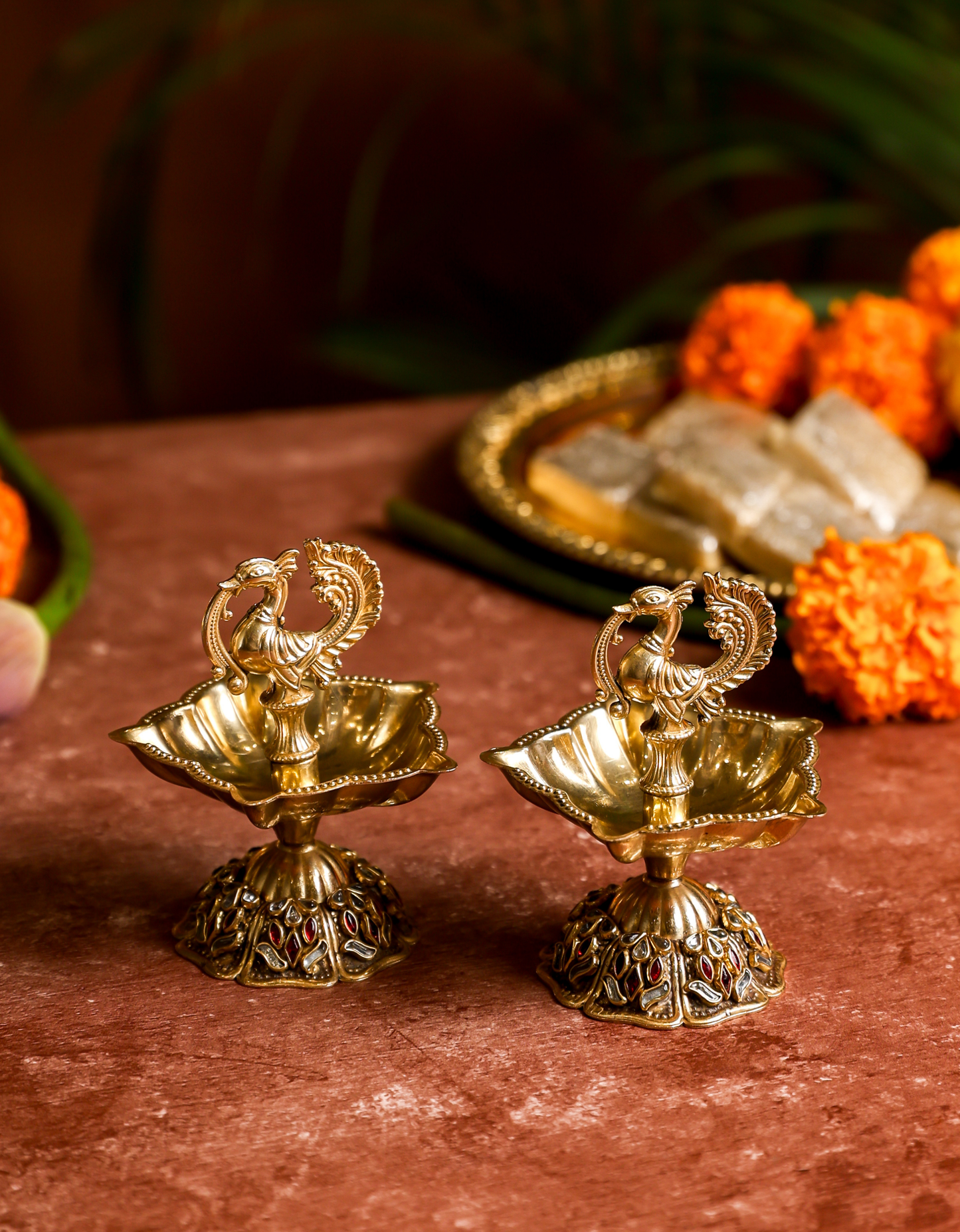 Premium Brass Mor Diya (Peacock Diya)