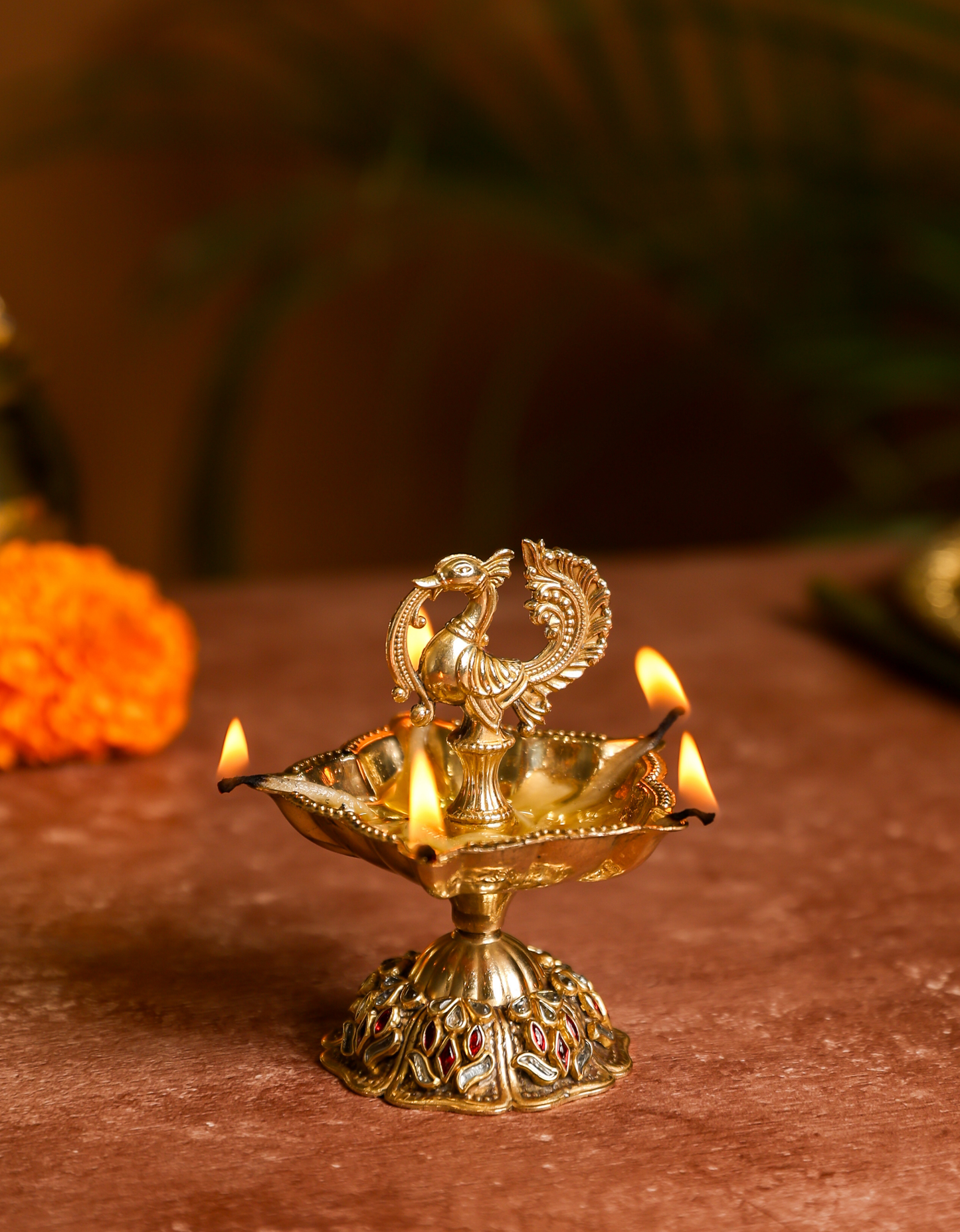 Premium Brass Mor Diya (Peacock Diya)