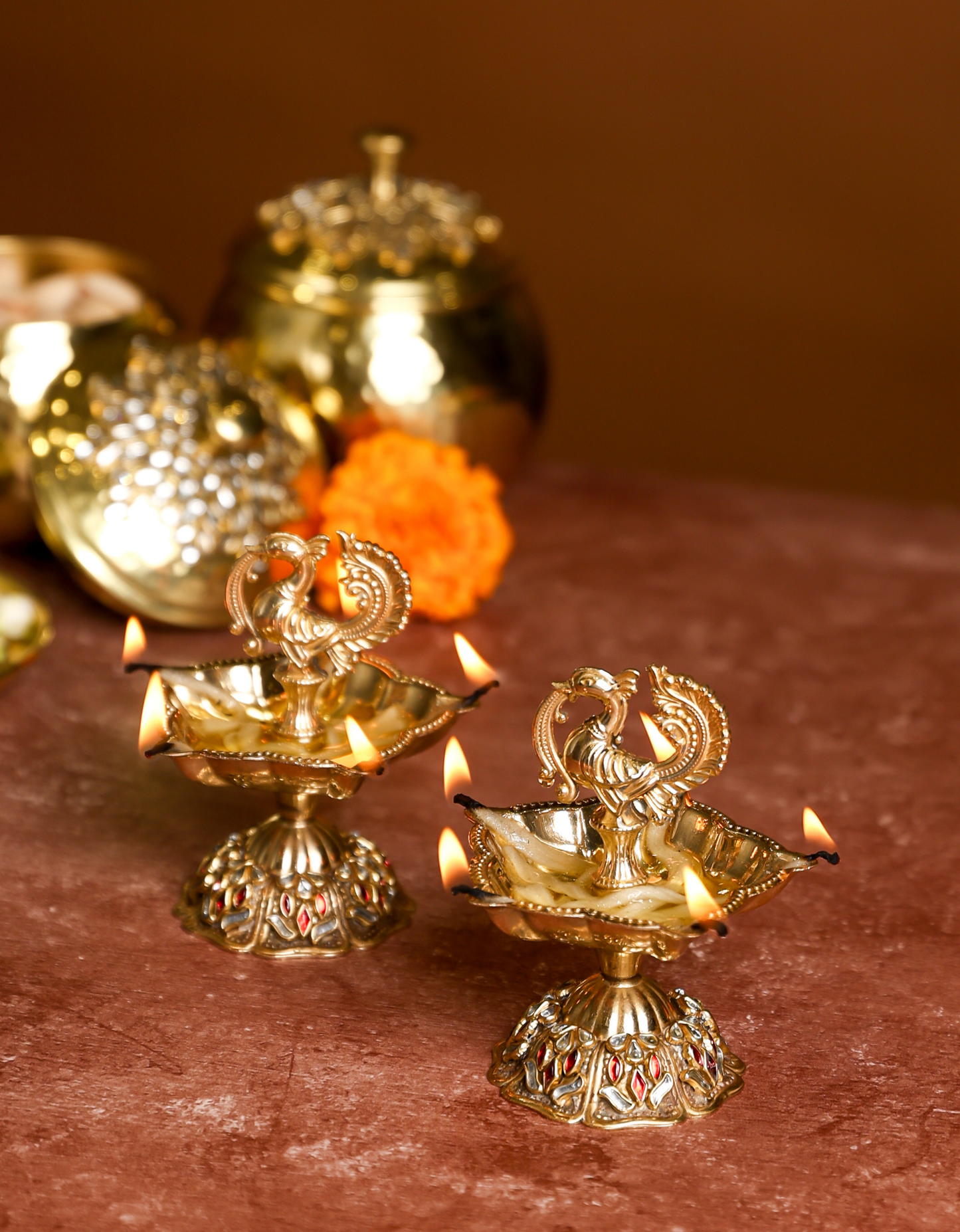 Premium Brass Mor Diya (Peacock Diya)