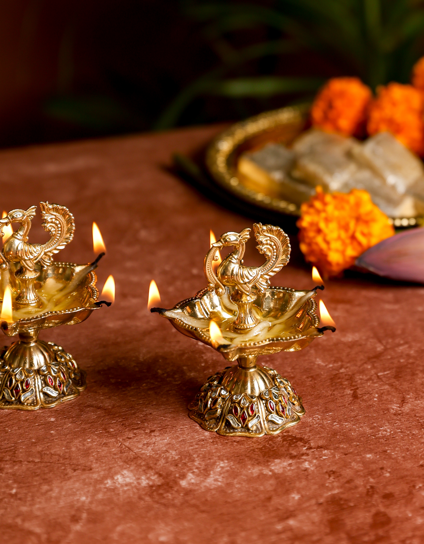 Premium Brass Mor Diya (Peacock Diya)