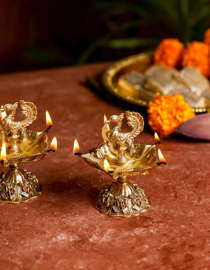 Premium Brass Mor Diya (Peacock Diya)