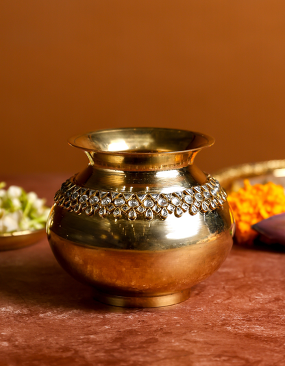 Premium Brass Kalash – Embellished Traditional Pot