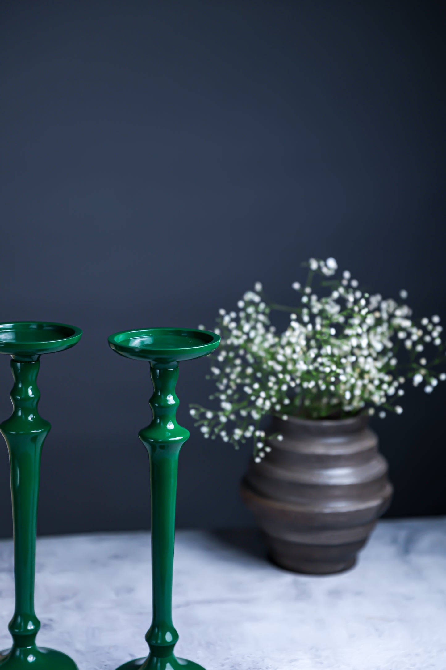 Green Candle Pillar Stand – Set of 2