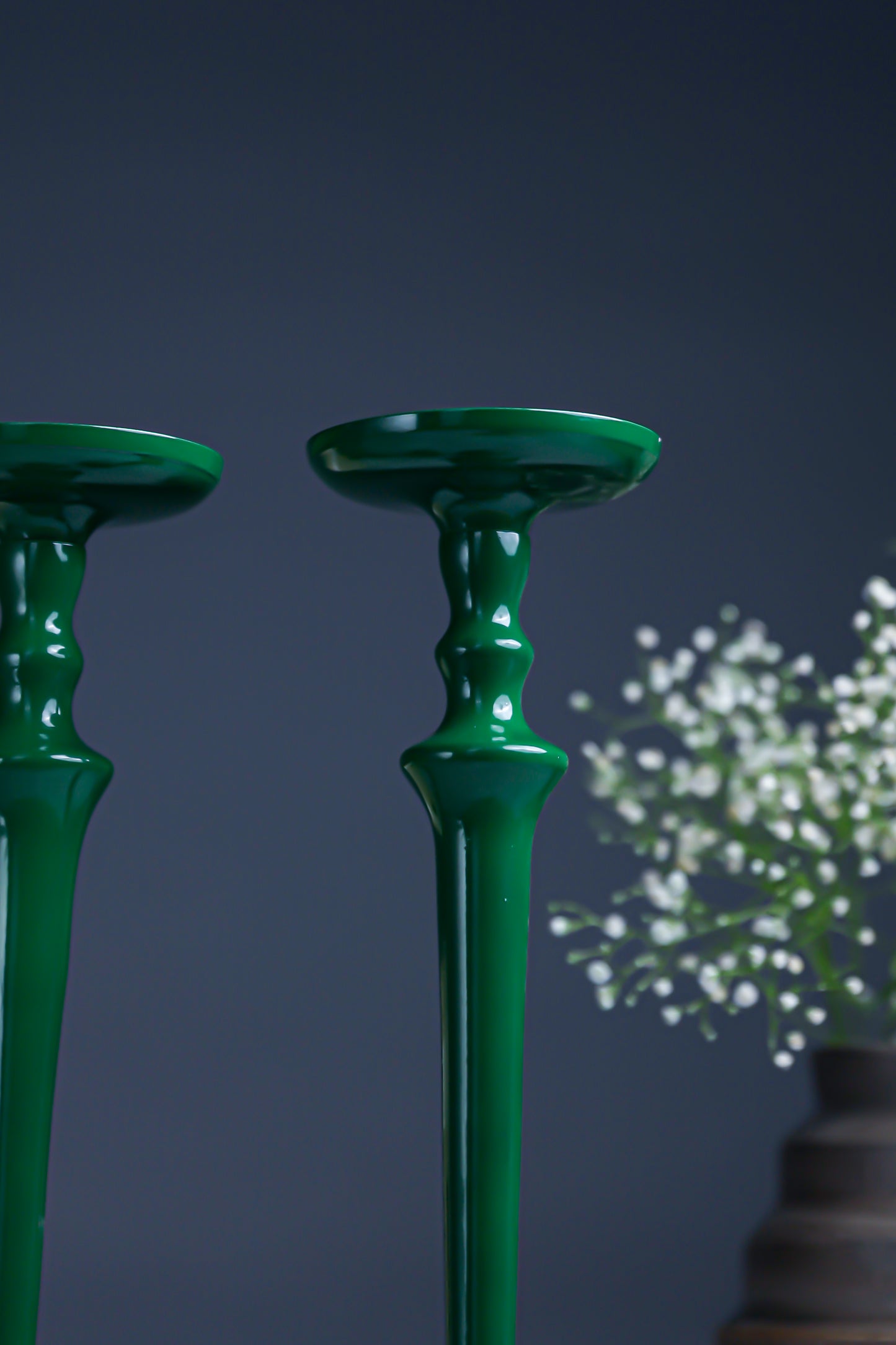 Green Candle Pillar Stand – Set of 2