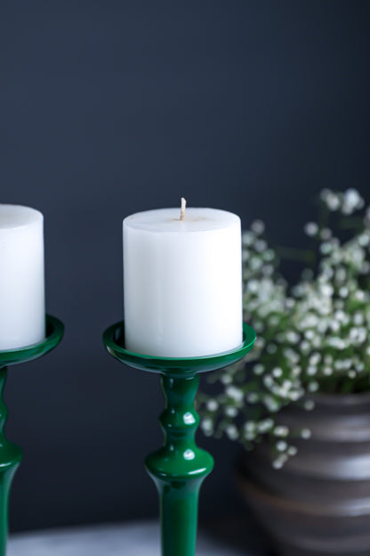 Green Candle Pillar Stand – Set of 2