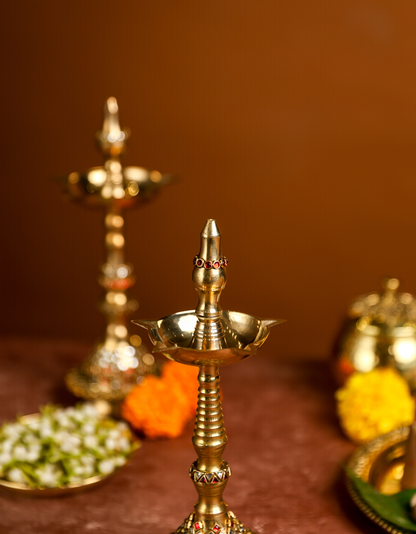 Big Brass Jyot – Embellished Temple Lamp