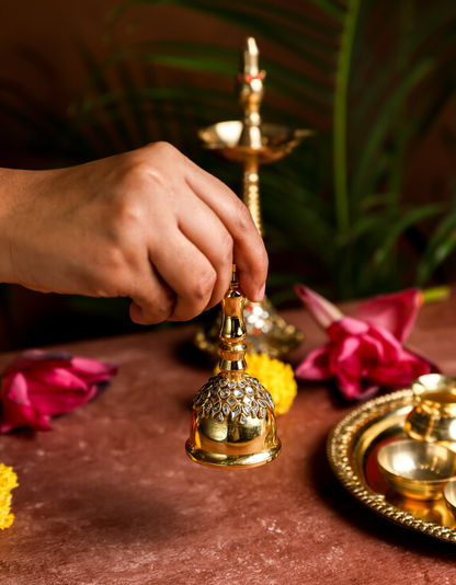Premium Brass Bell – Embellished Temple Hand Bell