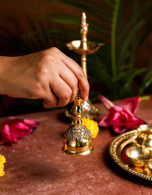 Premium Brass Bell – Embellished Temple Hand Bell