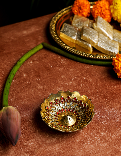 Premium Brass Agarbatti Holder with Decorative Stones