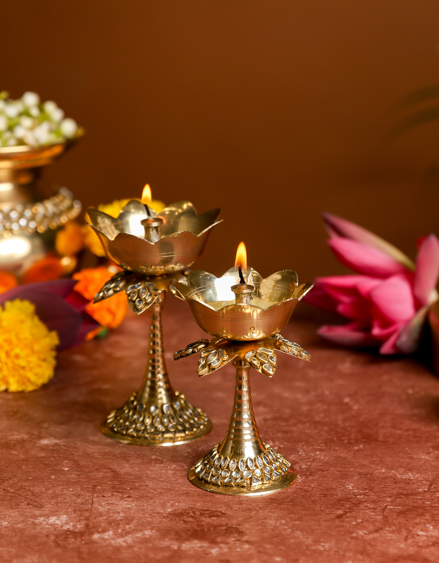 Premium Brass Flower Diya