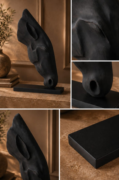 The Stallion Black Horse Sculpture