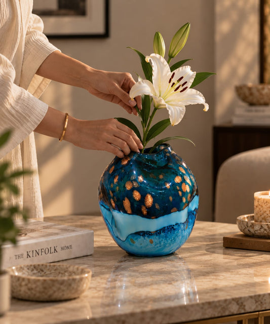 Aurelia Azure Bowl Vase