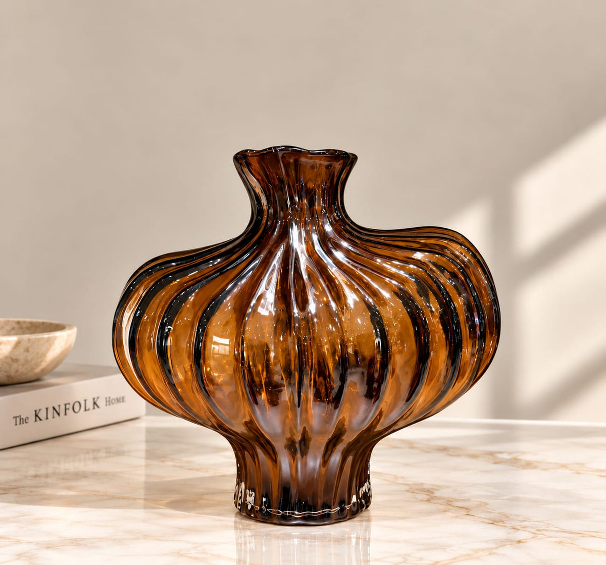Amber Noir Sculptural Vase