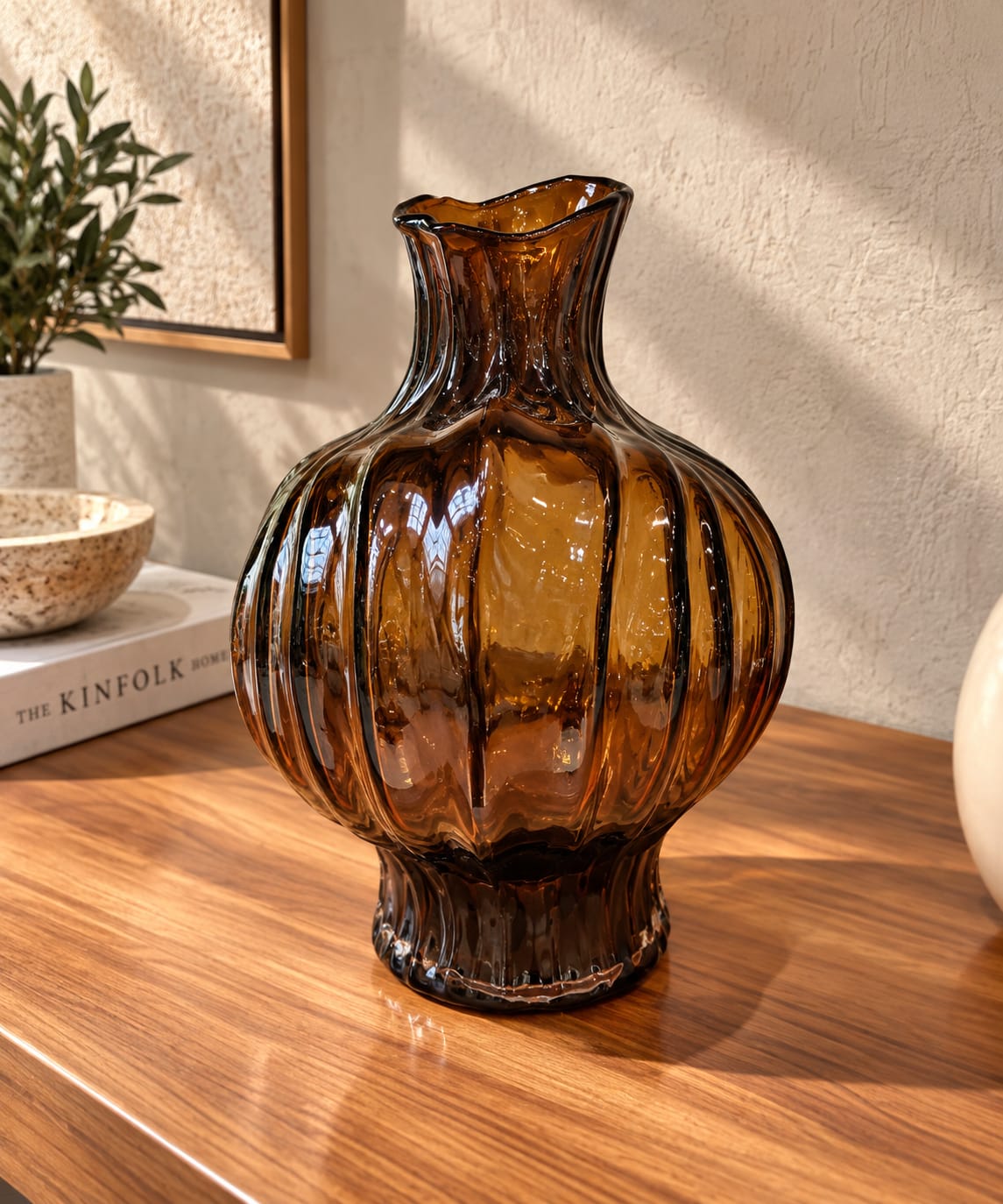 Amber Noir Sculptural Vase